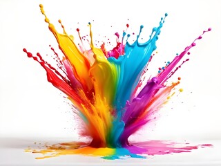 Vibrant Colorful Rainbow Powder Paint Splatter Explosion Background