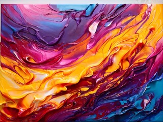 Abstract Textured Swirling Painting Wall Art Print Artwork Orange Blue Pink Blended Gradient