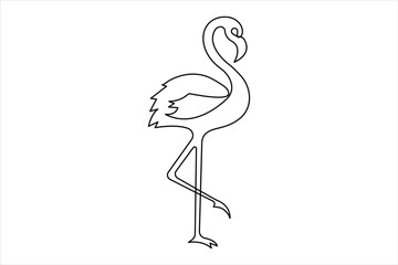 Naklejka premium Flamingo continuous one line drawing of bird, flamingo simple contour drawing for modern minimalism design.