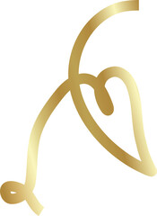 Continuous line gold drawing heart sign, love, romantic