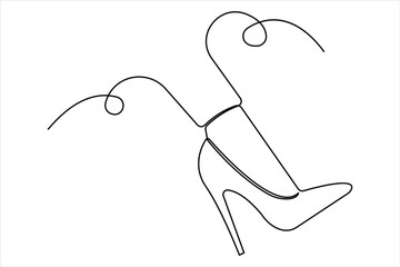 Continuous single one line drawing of woman high heeled beautiful fashion shoes vector illustration.