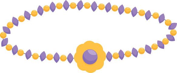 Beautiful necklace with precious stones and flower pendant is glittering on white background