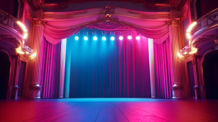 Lighting the Empty Stage with Vibrant Colors