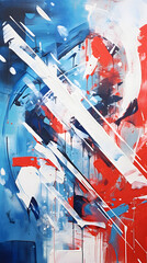 Artistic red white blue oil painting abstract graphic poster background