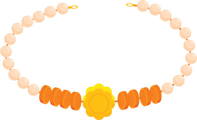 Elegant necklace featuring orange and white beads and a golden flower pendant, perfect for adding a touch of sophistication to any outfit