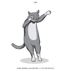 Hand Drawn Cute Cat Illustration Vector