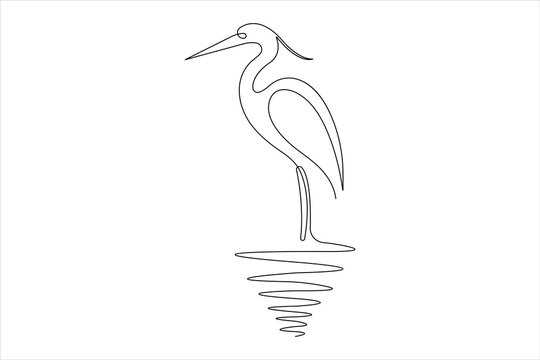 recommend clip art: One continuous line drawing of adorable heron bird concept for conservation icon. Modern line art design vector
                    