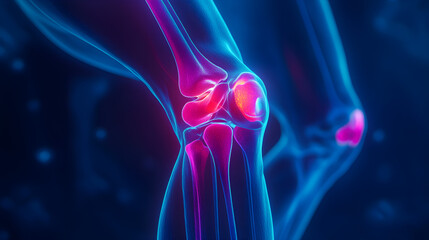 Male Knee Joint Anatomical Blue Illustration