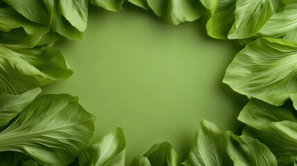 Fototapeta premium Green leafy frame with copy space.