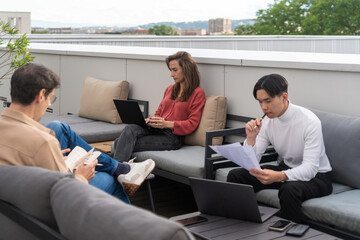 Outdoor Team Meeting On Terrace