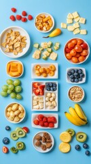 Top view tasty children's food arrangement