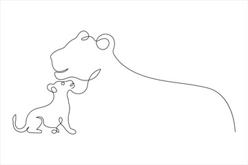 Continuous one single line drawing of lion. Lion minimalism line art design vector illustration

