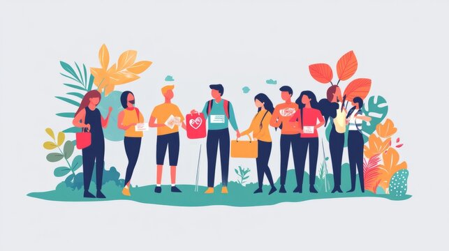 Volunteer day landing page. Vector volunteering banner template 