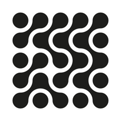 Abstract pattern design. Geometric vector shapes. Black interconnected circles. Modern seamless texture.