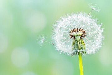 Closeup of a dandelion puff, with seeds ready to disperse