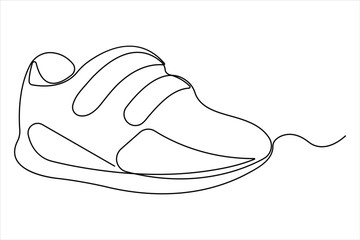 Continuous single one line drawing of casual sneakers shoes minimalism design outline vector illustration
