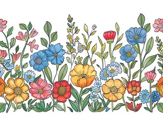 Fototapeta premium Seamless pattern with flowers. Floral background. Vector illustration.