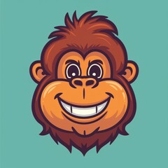 Obraz premium Cartoon monkey face with a big smile.