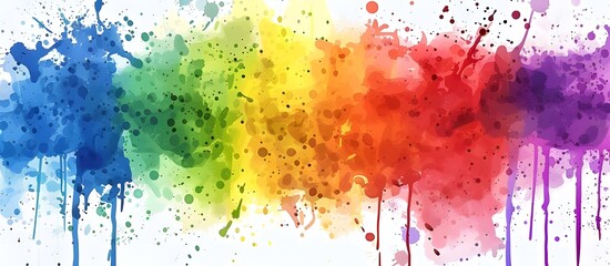 Fototapeta premium Watercolor rainbow colored background vector illustration with a splash of paint in the styles of rainbow colors.