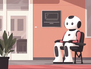 of an AI powered robot providing care and assistance to an elderly person in a modern nursing home or care facility