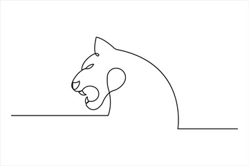 Tiger continuous one single line drawing of style. tiger wild animal contour outline vector illustration.
