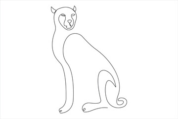 Tiger continuous one single line drawing of style. tiger wild animal contour outline vector illustration.
