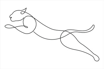 Tiger continuous one single line drawing of style. tiger wild animal contour outline vector illustration.
