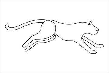 Tiger continuous one single line drawing of style. tiger wild animal contour outline vector illustration.
