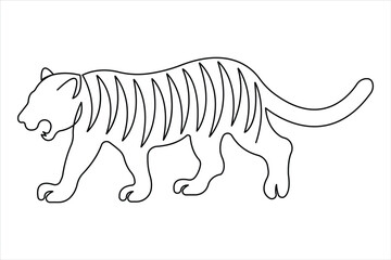 Tiger continuous one single line drawing of style. tiger wild animal contour outline vector illustration.
