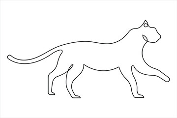 Tiger continuous one single line drawing of style. tiger wild animal contour outline vector illustration.
