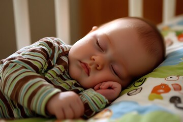 Baby sleeping in the bed