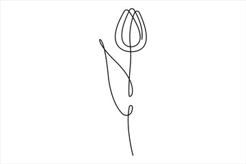  Continuous one single line drawing beauty tulip flower vector. Minimal tropical floral style, love romantic concept.
