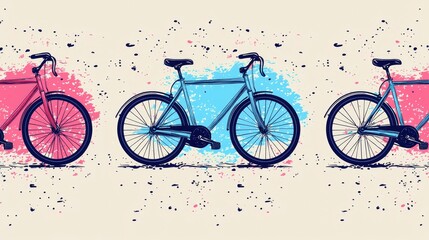 Vintage Bike Illustration with Grunge Background