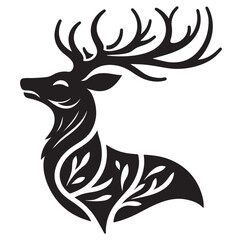 Deer silhouette black vector art illustration design.
