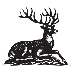 Deer silhouette black vector art illustration design.