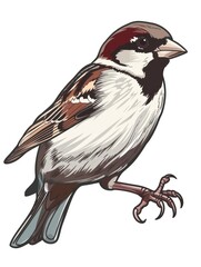 Obraz premium Hand-drawn illustration of a sparrow.