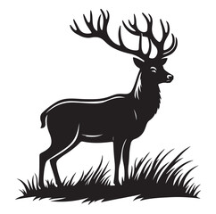 Deer silhouette black vector art illustration design.