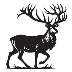 Deer silhouette black vector art illustration design.