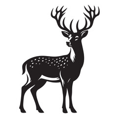 Deer silhouette black vector art illustration design.