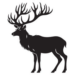 Deer silhouette black vector art illustration design.