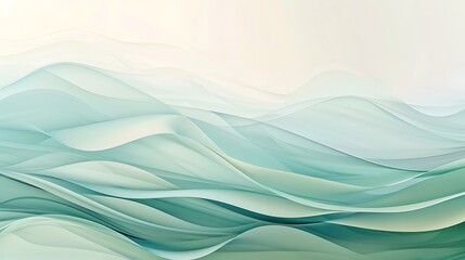 Naklejka premium Soft gradient abstract with pastel blues and greens merging in a tranquil wave-like pattern.