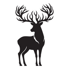 Obraz premium Deer silhouette black vector art illustration design.