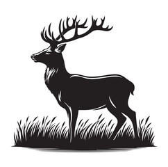 Deer silhouette black vector art illustration design.