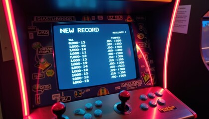 Retro Arcade Game with New Record Display.