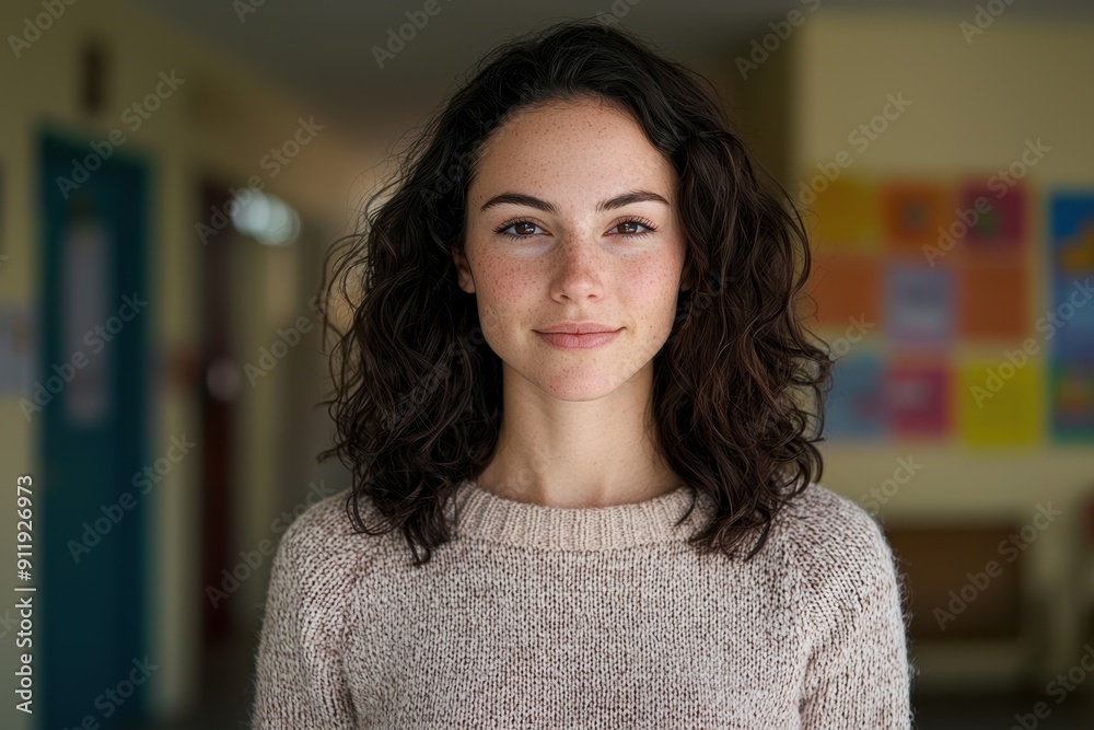 Canvas Prints Portrait of a young woman with curly dark hair