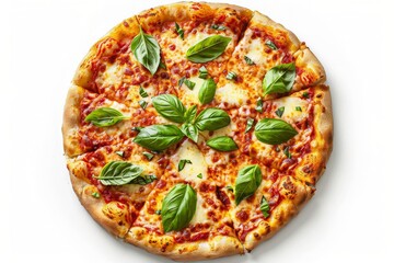 pizza Napoletana, traditional Italian pizza Margherita on white background	