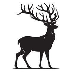 Deer silhouette black vector art illustration design.