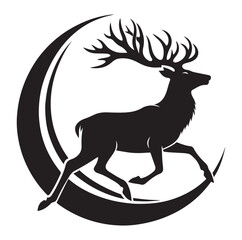 Deer silhouette black vector art illustration design.