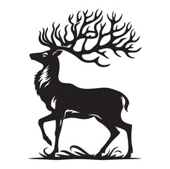 Deer silhouette black vector art illustration design.