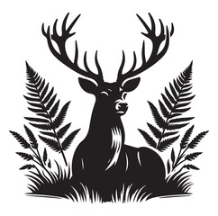 Deer silhouette black vector art illustration design.